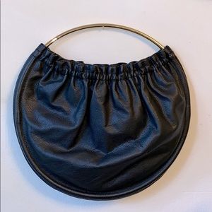 H&M pleather circle purse w/gold metal handle